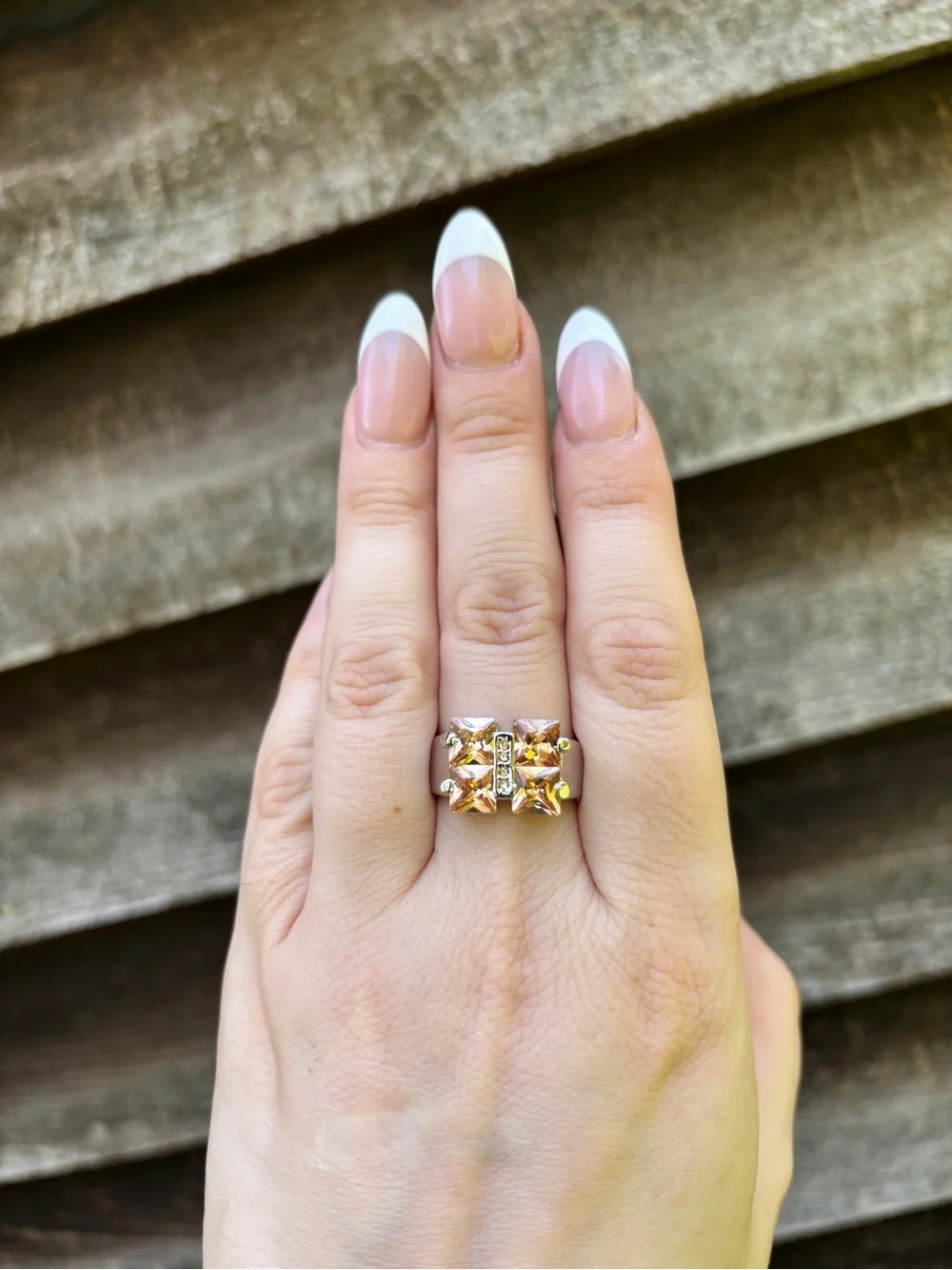 Camille Lucie Vintage Ring, Topaz and White Gold Plated